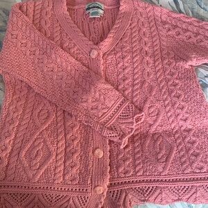Aran Crafts Pink Cable Knit Cardigan